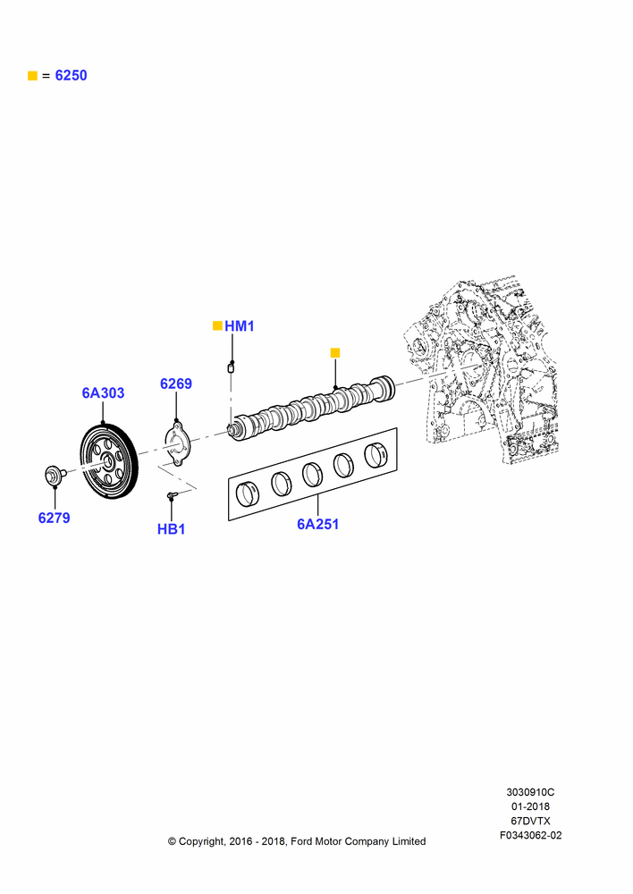 Camshaft, 6.7L 4V V8 T/C Diesel