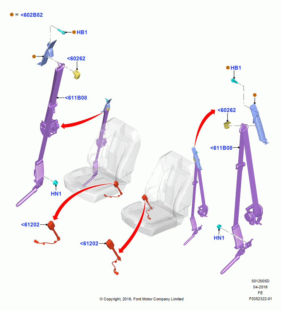 05D - Front Seat Belts, Bucket Type Front Seat, Regular Cab; 11/JUL/2016