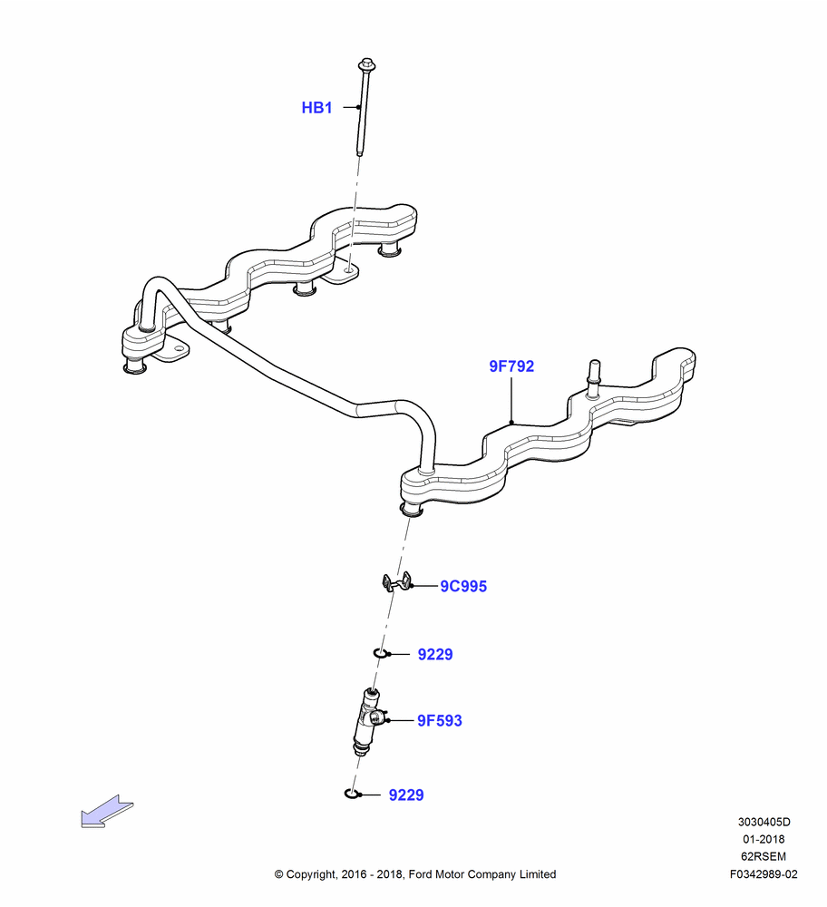 05D - Fuel Injectors and Pipes, 6.2L 16V OHC NA V8 Gas; 11/JUL/2016-20/FEB/2017