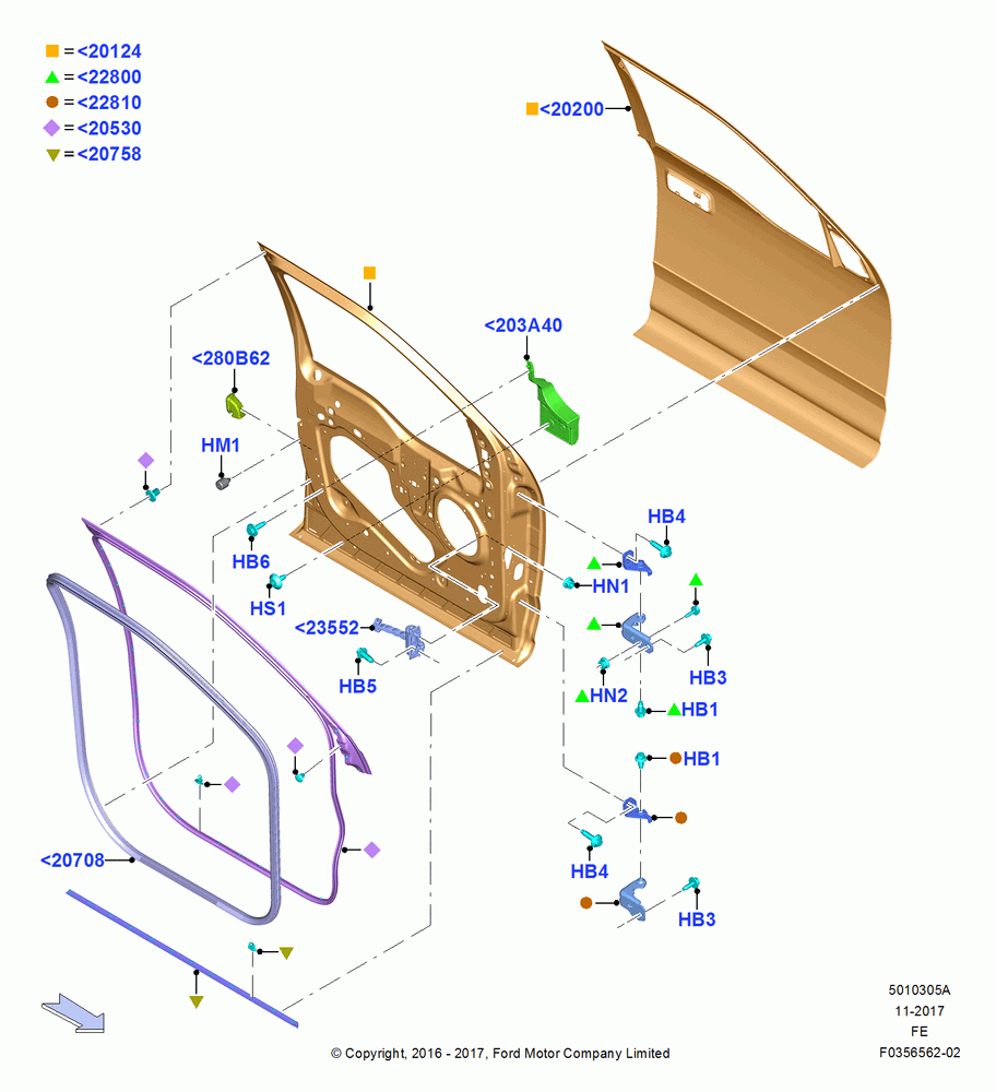05A - Front Doors, Hinges & Weatherstrips, Crew Cab, Regular Cab; 11/JUL/2016