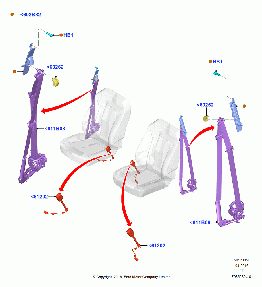 05F - Front Seat Belts, Bucket Type Front Seat, Crew Cab; 11/JUL/2016