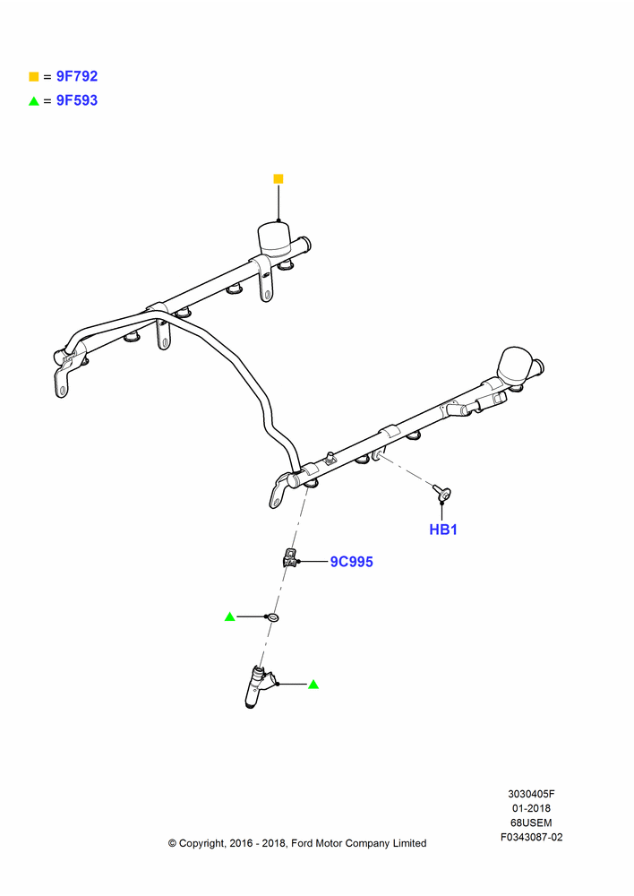 05F - Fuel Injectors and Pipes, 6.8L Gas EFI V10; 11/JUL/2016