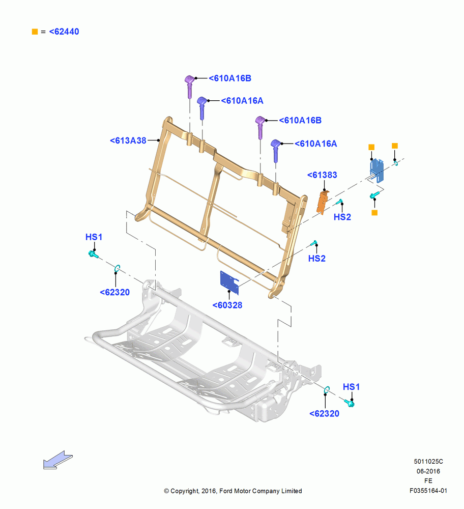 25C - Rear Seat Back, 2 Row-H/Ser Flip Up W/Elon Cushion, Less Rear Seat Center Armrest, 60% Seat, LH; 11/JUL/2016