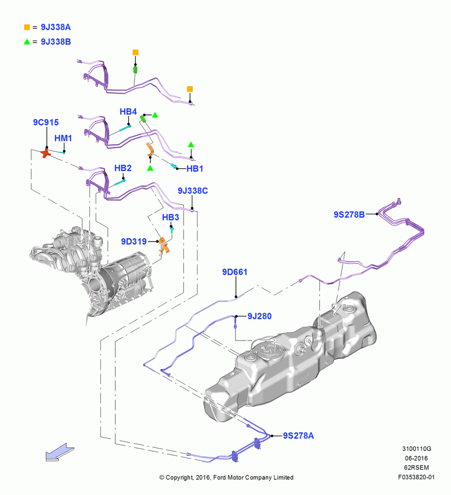 10G - Fuel Lines, 6.2L 16V OHC NA V8 Gas, Narrow Frame (Chassis Cab), With Mid-Ship Fuel Tank, Body; 11/JUL/2016