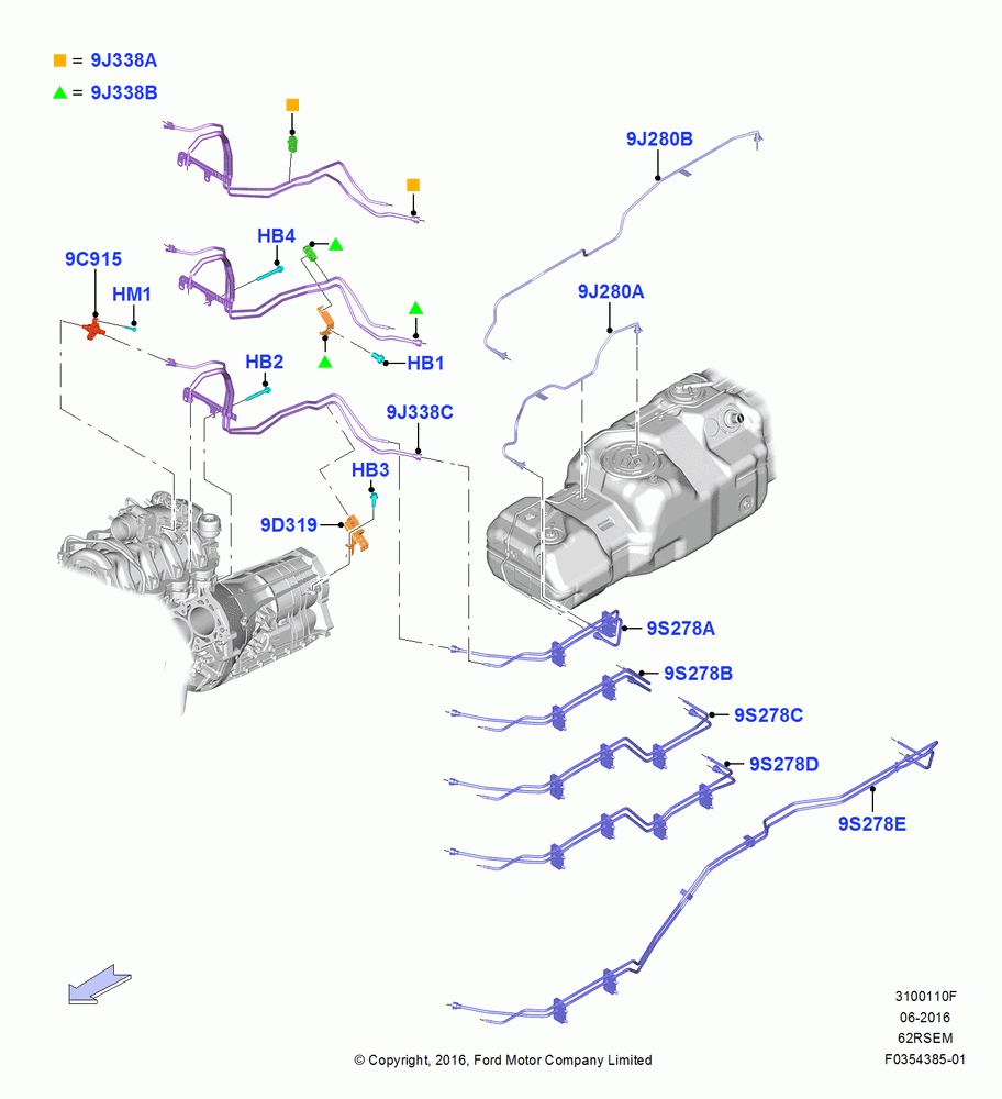 10F - Fuel Lines, 6.2L 16V OHC NA V8 Gas, Wide Frame (Pickup), With Mid-Ship Fuel Tank, Body; 11/JUL/2016