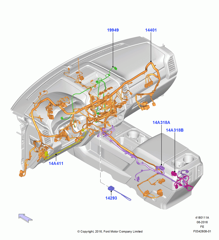 11A - Wiring - Dash And Floor Console, Less Air Conditioning, Manual Air Conditioning; 11/JUL/2016
