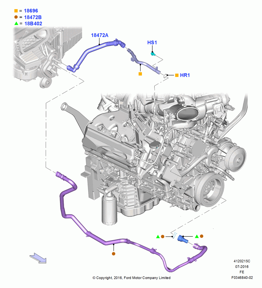 15C - Heater Hoses, 6.7L 4V V8 T/C Diesel; 11/JUL/2016