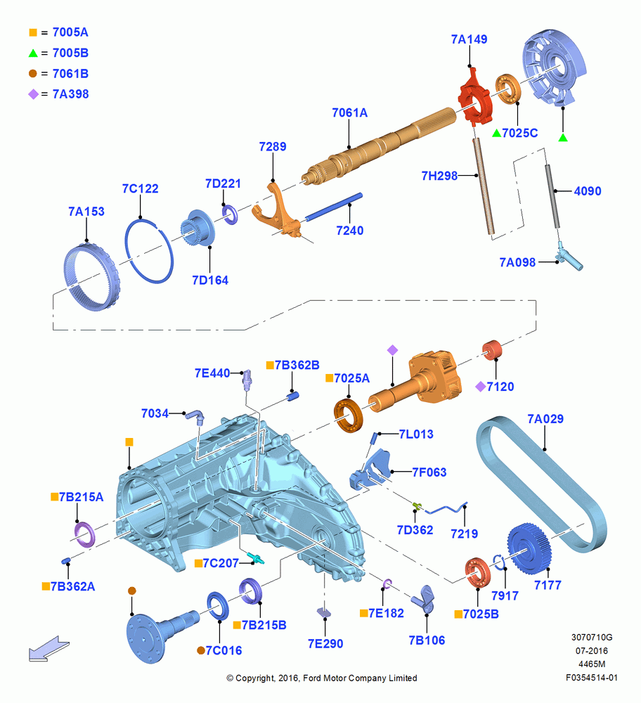 10G - Transfer Drive Components, 6 Speed Auto Trans (6R100), Man Transfer Case And Man Hubs, 148" Wheelbase, 160" Wheelbase, 164" Wheelbase, FRONT; 11/JUL/2016