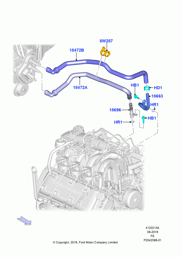 15A - Heater Hoses, 6.2L 16V OHC NA V8 Gas; 11/JUL/2016