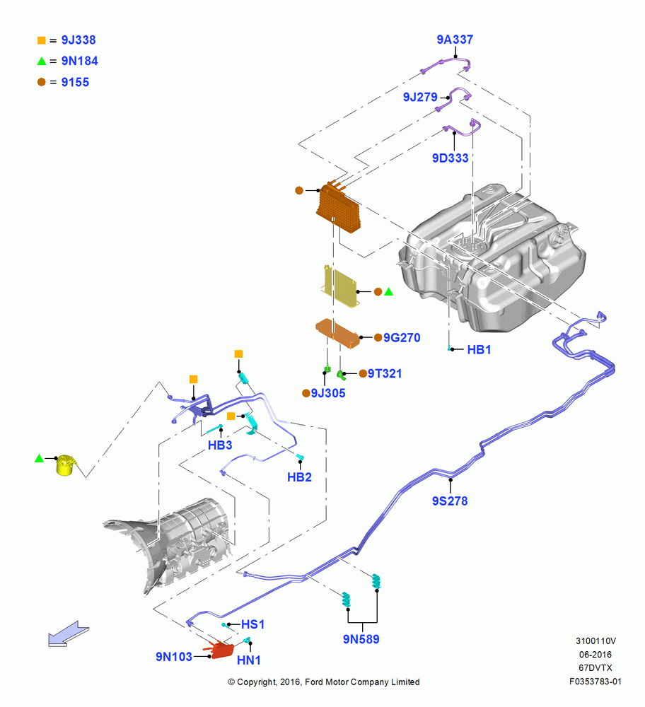 10V - Fuel Lines, 6.7L 4V V8 T/C Diesel, With Aft-Of-Axle Fuel Tank, Body; 11/JUL/2016-04/NOV/2019