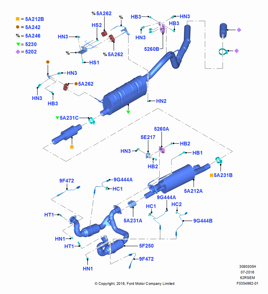 05H - Exhaust System, 6.2L 16V OHC NA V8 Gas, 160" Wheelbase, 164" Wheelbase; 11/JUL/2016