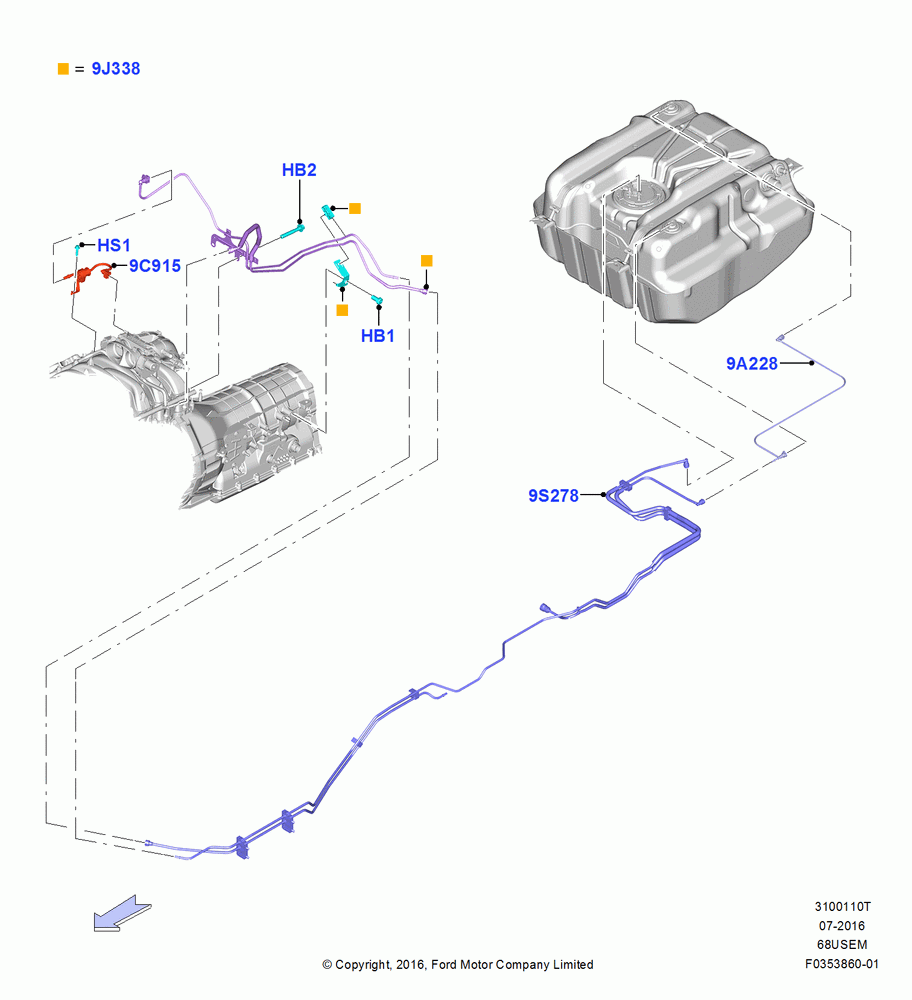 10T - Fuel Lines, 6.8L Gas EFI V10, With Aft-Of-Axle Fuel Tank, Body; 11/JUL/2016