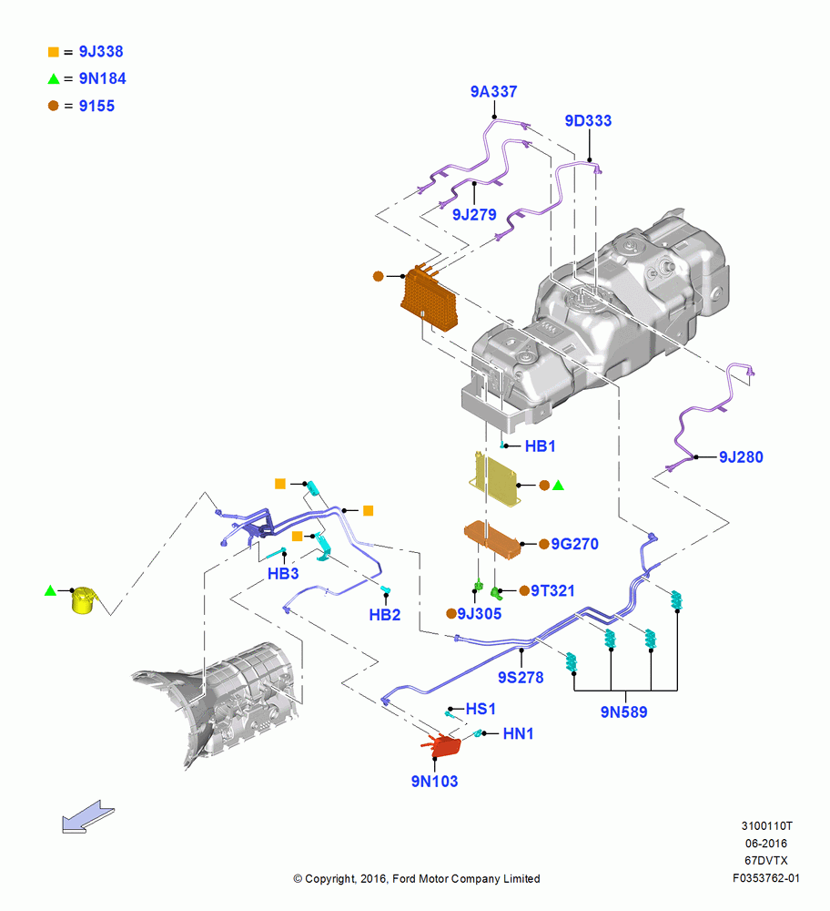 10T - Fuel Lines, 6.7L 4V V8 T/C Diesel, With Mid-Ship Fuel Tank, 160" Wheelbase, 164" Wheelbase, Body; 11/JUL/2016-04/NOV/2019