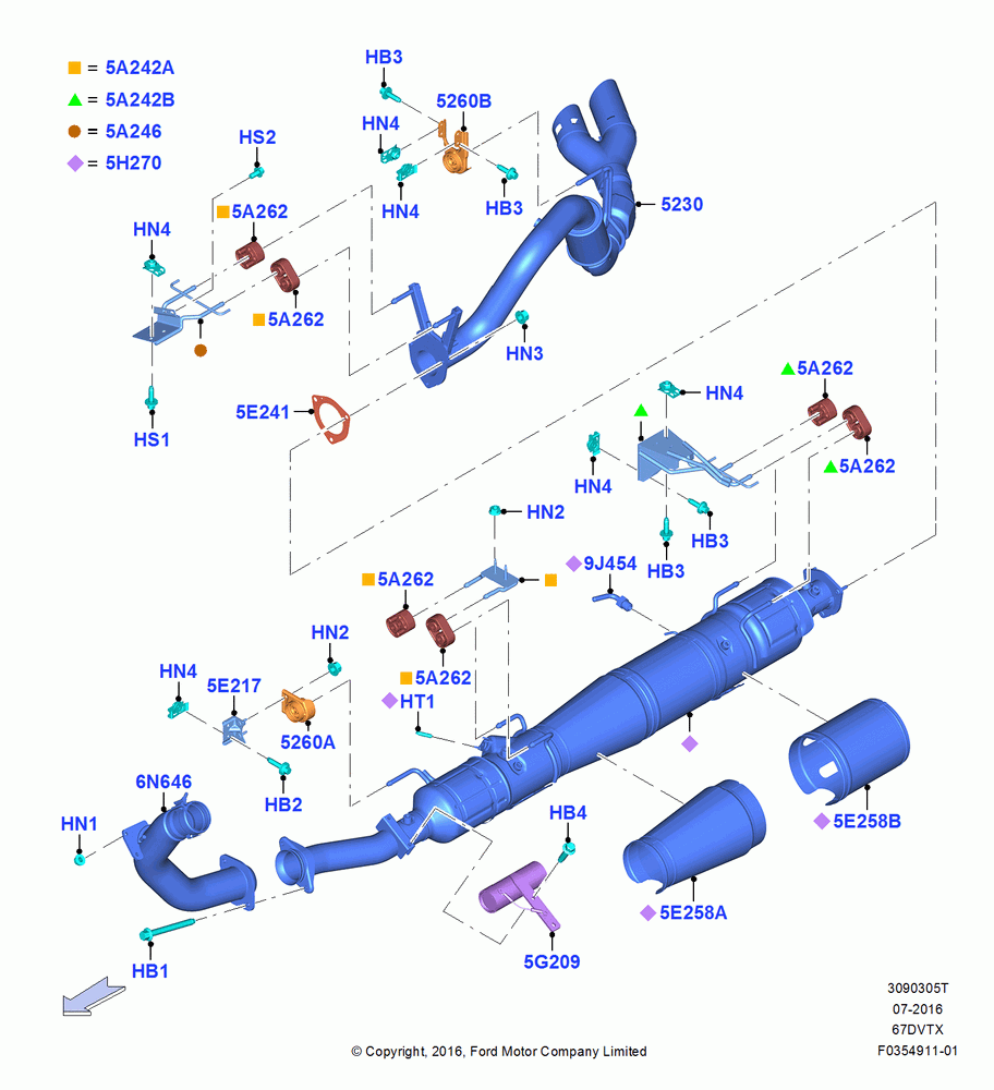05T - Exhaust System, 142"/3607MM Wheelbase, 6.7L 4V V8 T/C Diesel, With Low Sulfur Diesel Fuel Content; 11/JUL/2016