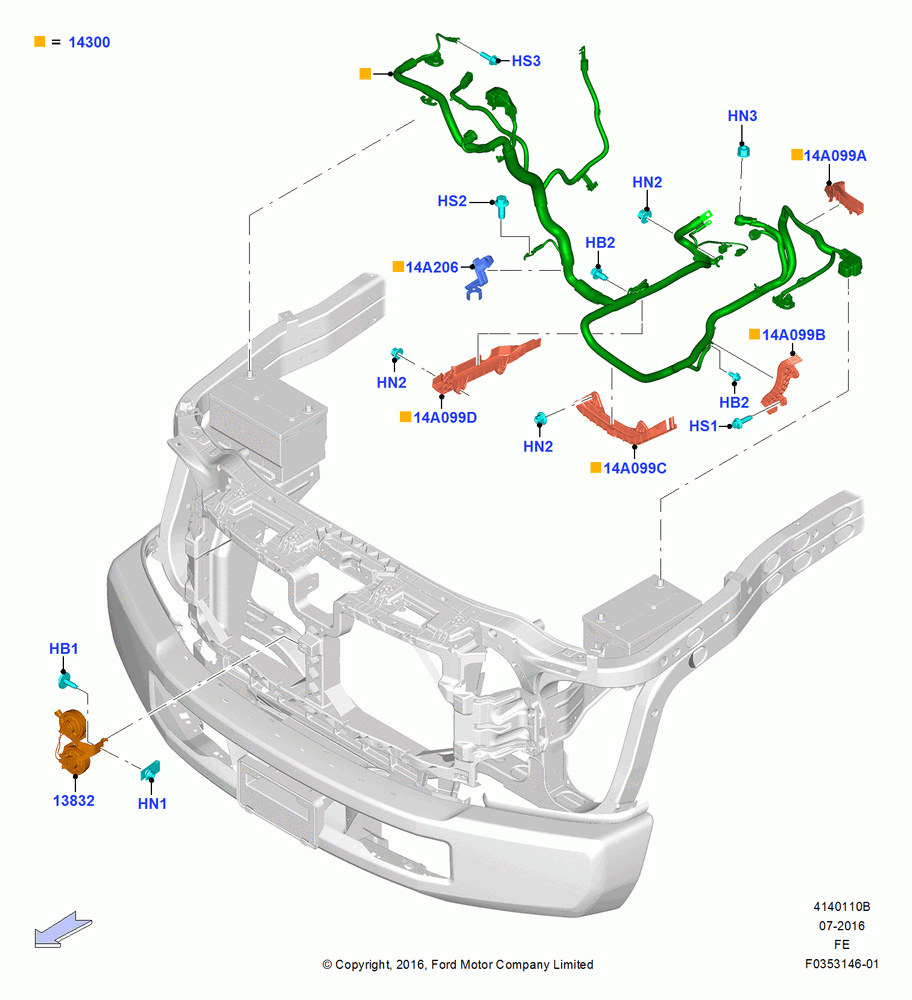10B - Battery Cables and Horn, 6.7L 4V V8 T/C Diesel; 11/JUL/2016