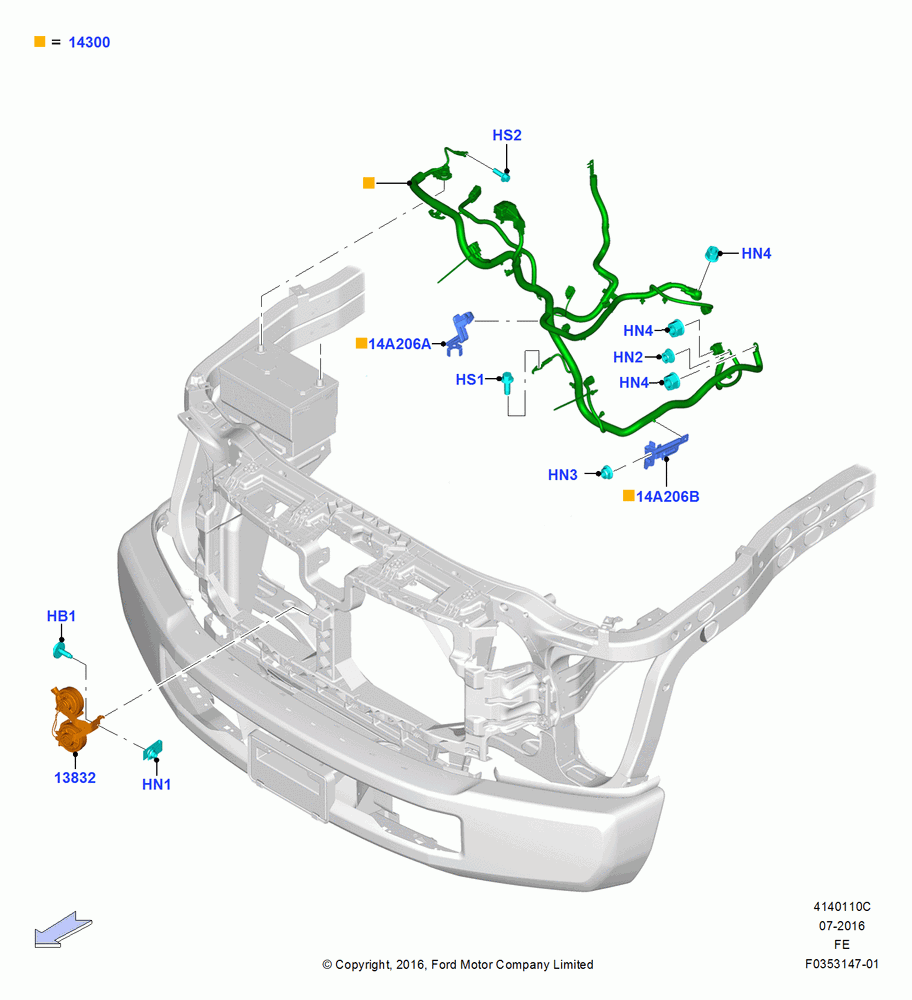 10C - Battery Cables and Horn, 6.8L Gas EFI V10; 11/JUL/2016