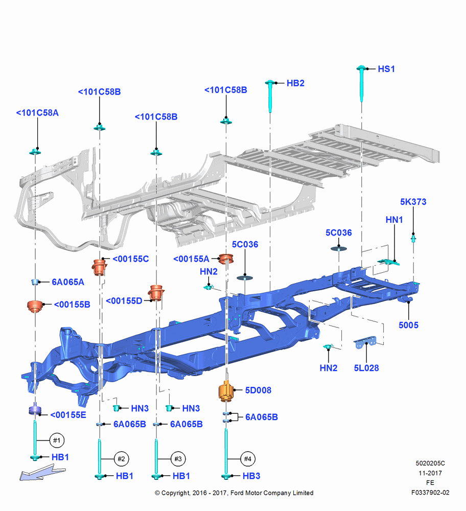05C - Chassis Frame, Wide Frame (Pickup), Crew Cab, Less Fifth Wheel; 11/JUL/2016