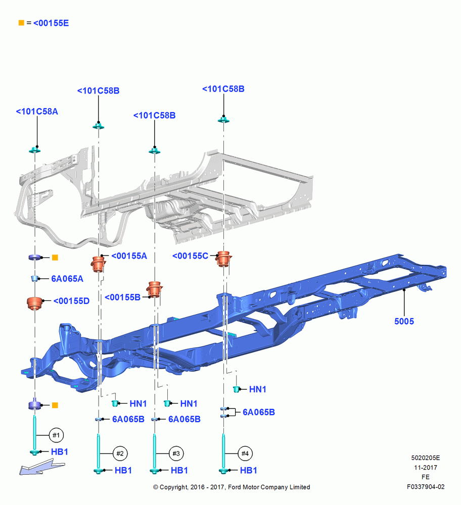 05E - Chassis Frame, Narrow Frame (Chassis Cab), Crew Cab, Less Fifth Wheel; 11/JUL/2016