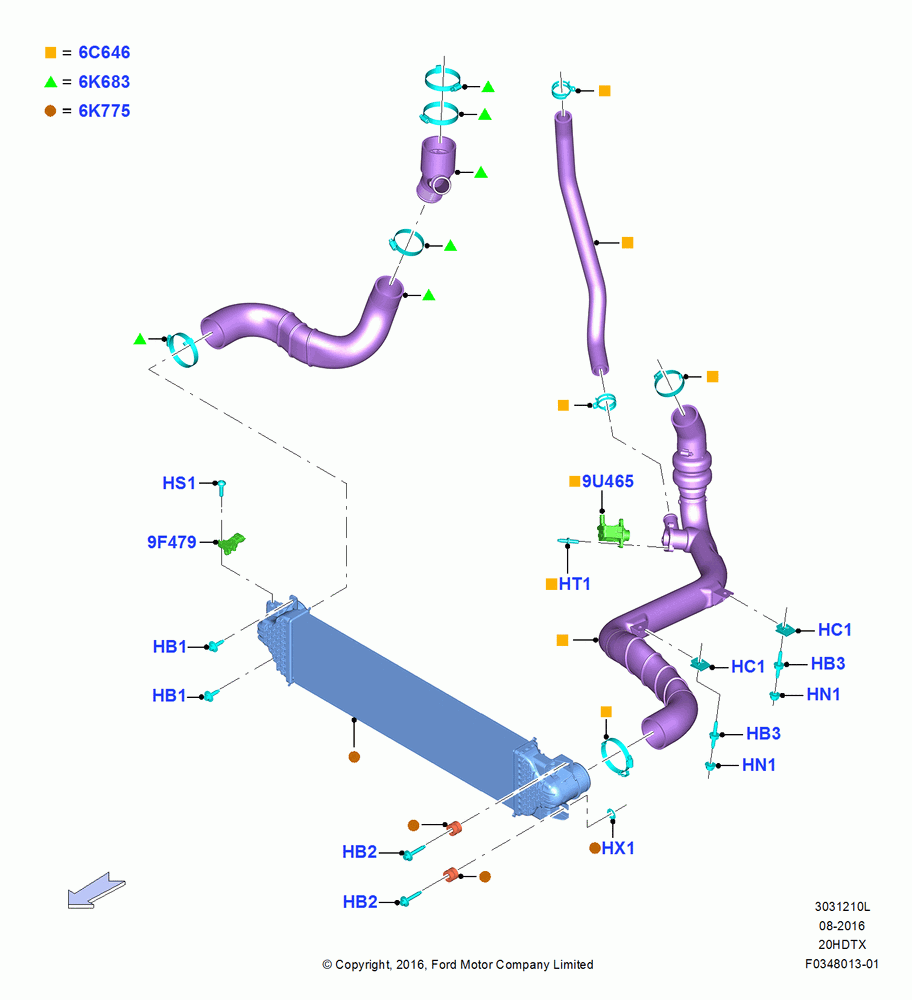 10L - Intercooler/Air Ducts and Hoses, 2.0L EcoBoost (200PS) - MI4, 2.0L EcoBoost (240PS); 04/APR/2016