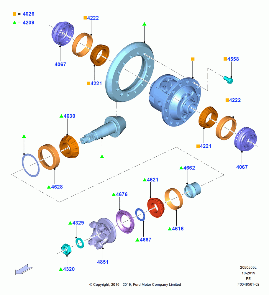 05L - Components - Rear Axle Diff & Carr., Ford 550 Series, Narrow Frame (Chassis Cab), Ford 450 Series, With Base Payload Package, Payload Downgrade Package, Payload Downgrade - Level II; 11/JUL/2016