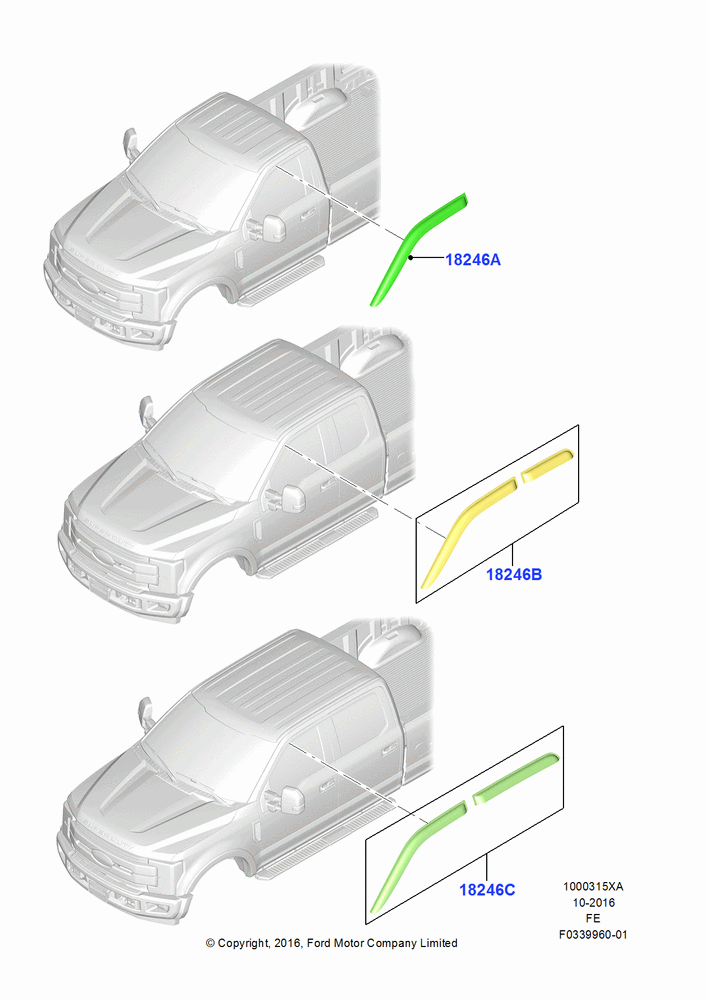 15XA - Body Dress Up Kits - Side, Accessory, Ford Oval, Side Window Shades; 11/JUL/2016