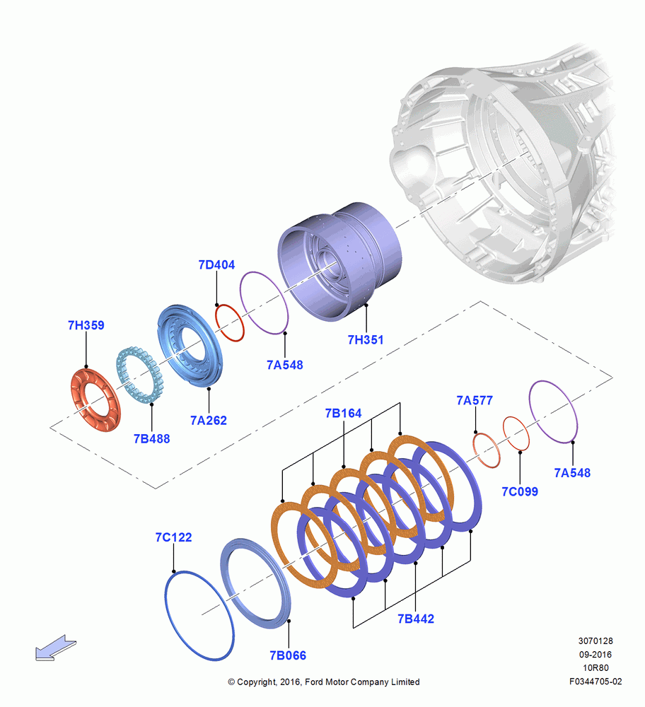 28A - Direct Clutch and Components, 10 Speed Auto Transmission (10R80), Same As C Clutch; 26/SEP/2016