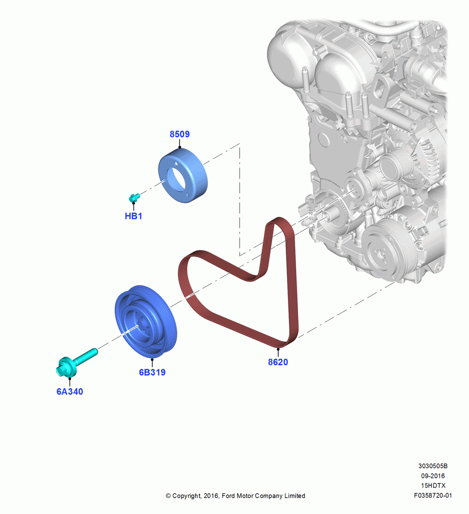Pulleys and Drive Belts, 1.5L EcoBoost 16V (180PS)