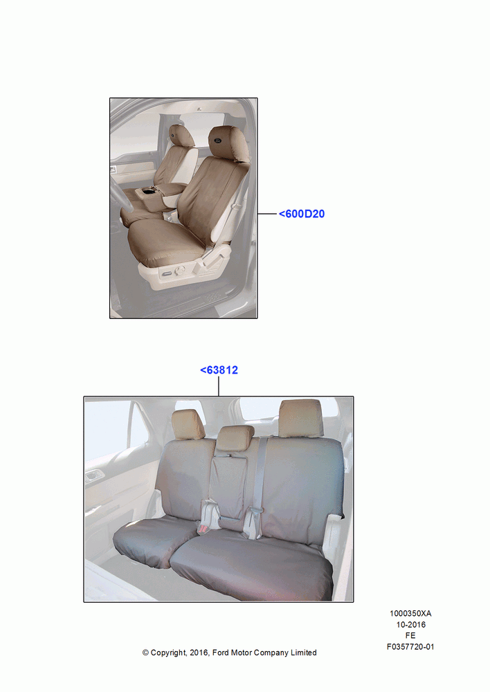 50XA - Accessory Front & Rear Seat Covers, Ford Logo; 11/JUL/2016-09/JUL/2018