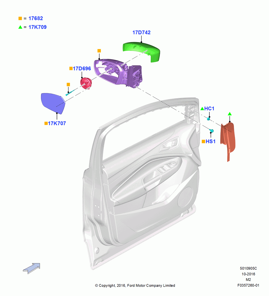 05C - Exterior Rear View Mirror, Dual Power Adjustable Mirrs W/Blis, Dual Power Adust/Heated Mrrs W/Blis; 21/MAR/2016-13/AUG/2019