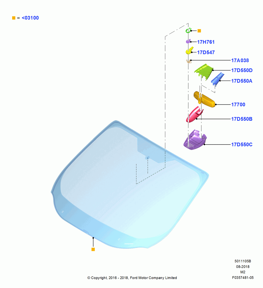 05B - Windshield/Inside Rear View Mirror; 21/MAR/2016-13/AUG/2019
