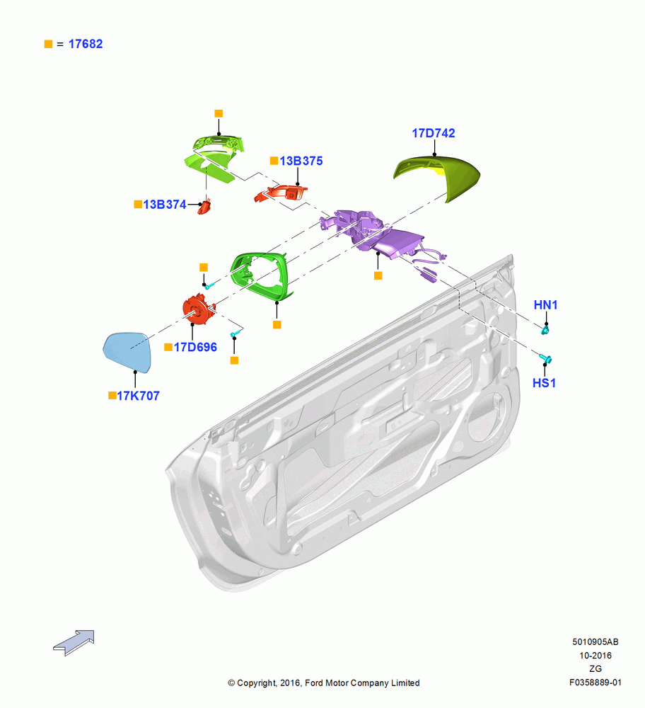 05AB - Exterior Rear View Mirror, Dual Ext Pwr Mirror-Power Fold Back, Dual Power/Htd/Fold/Pud Lamp Mirror, Dual Power/Heated/App/Mem/Sig/Bsm; 18/AUG/2014