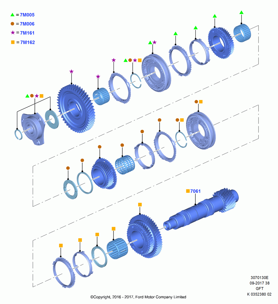 Output Shaft, Gear Sets & Bearings, 6 Speed Auto Trans GFT DPS6, Output Shaft 1