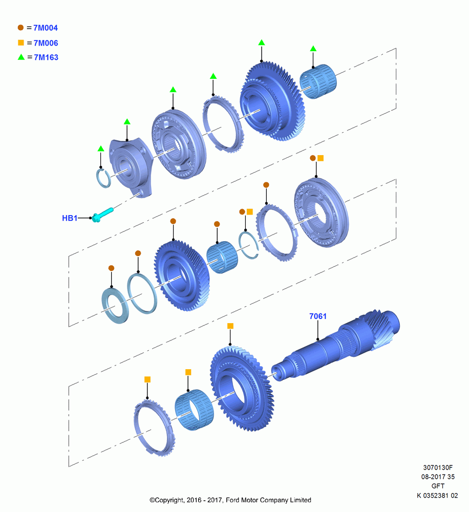 Output Shaft, Gear Sets & Bearings, 6 Speed Auto Trans GFT DPS6, Output Shaft 2