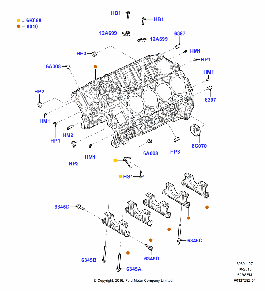 10C - Cylinder Block and Plugs, 6.2L 16V OHC NA V8 Gas; 30/JAN/2017