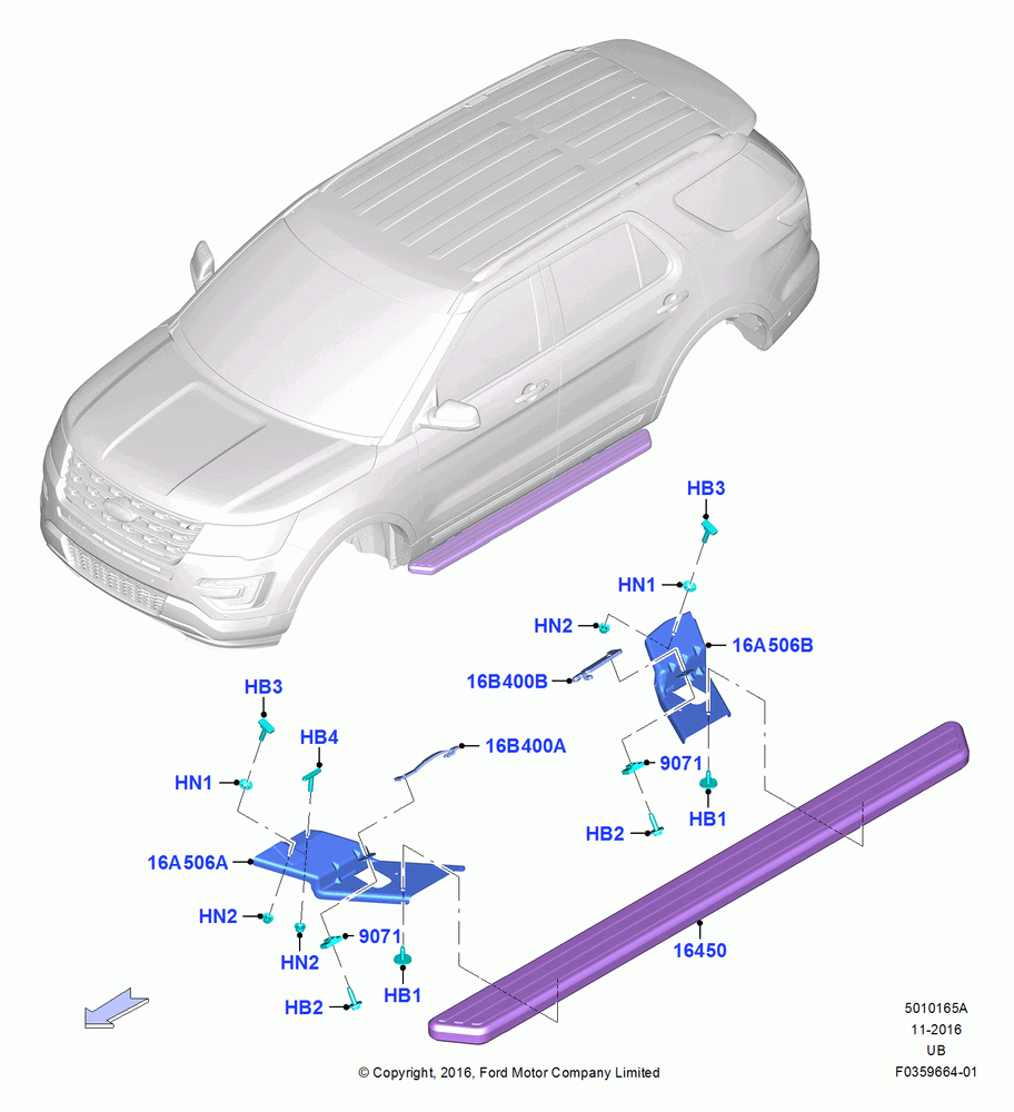 65A - Running Boards/Side Steps, With Moulded Running Boards; 06/JUN/2016-03/MAR/2019