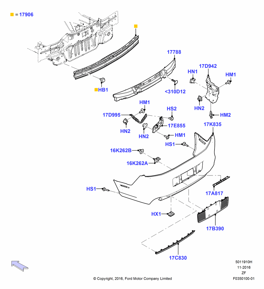 10H - Rear Bumper, GT, Less Appearance Group; 22/JAN/2013-27/JUN/2014