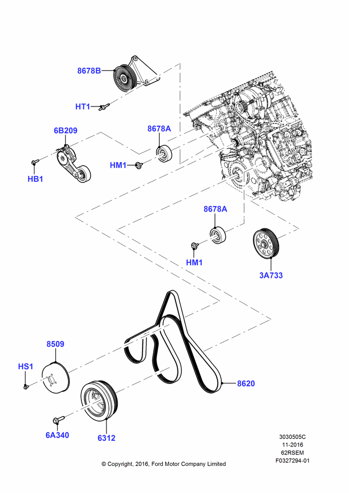 Pulleys and Drive Belts, 6.2L 16V OHC NA V8 Gas