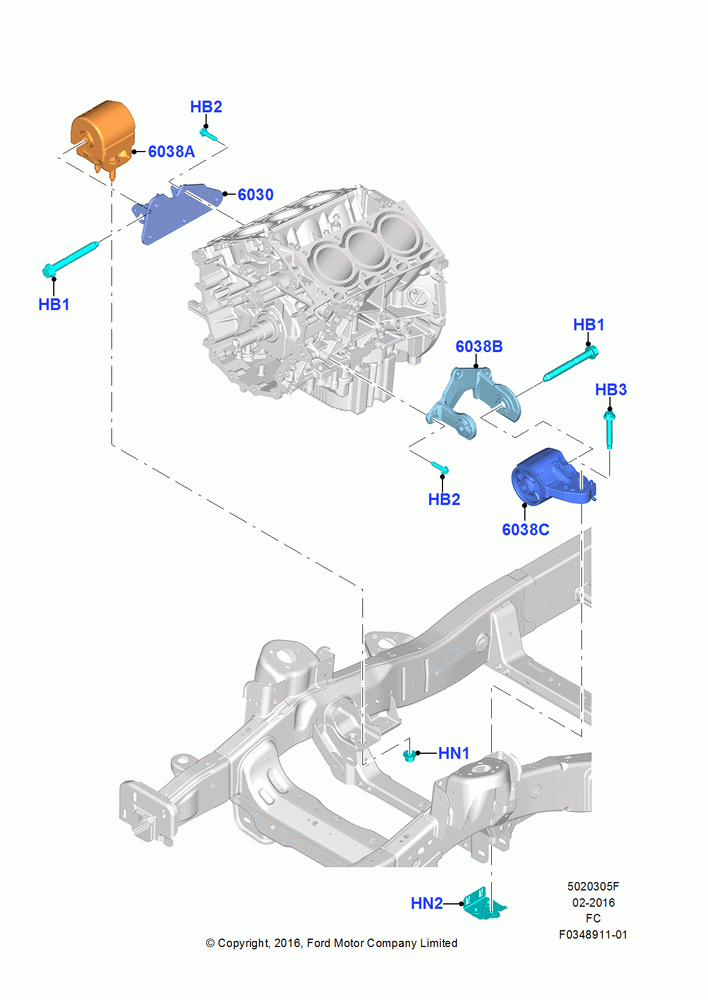 05F - Engine Mounting, 3.5L V6 GTDI, Less Phantom/Raptor; 10/OCT/2016