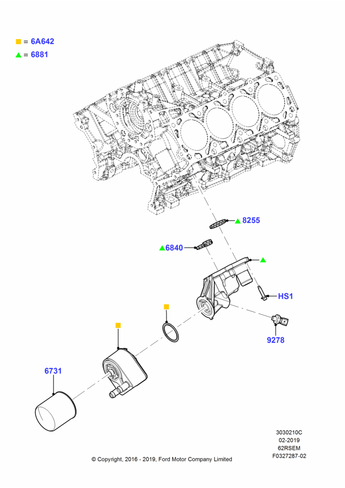 10C - Oil Cooler and Filter, 6.2L 16V OHC NA V8 Gas; 30/JAN/2017