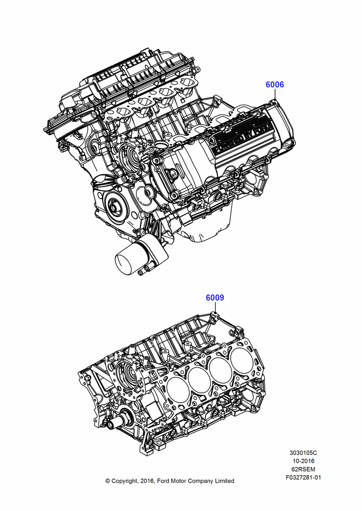 05C - Service Engine and Short Block, 6.2L 16V OHC NA V8 Gas; 30/JAN/2017