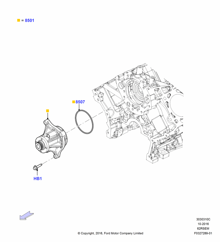 Water Pump, 6.2L 16V OHC NA V8 Gas