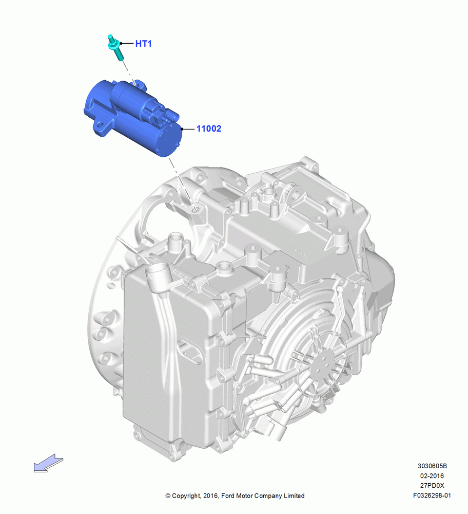05B - Starter Motor, 2.7L DOHC 4V DI GT V6 GAS/FFV; 30/MAY/2016-05/AUG/2019