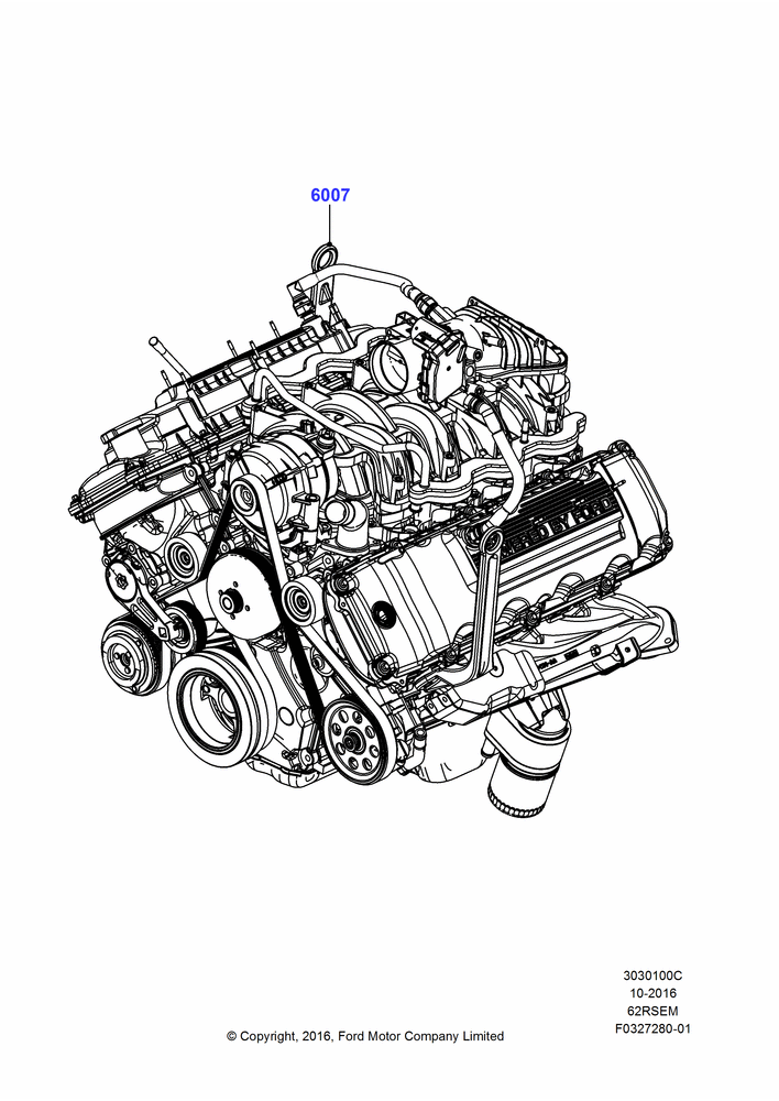 00C - Engine Assy Fully Dressed, 6.2L 16V OHC NA V8 Gas; 30/JAN/2017