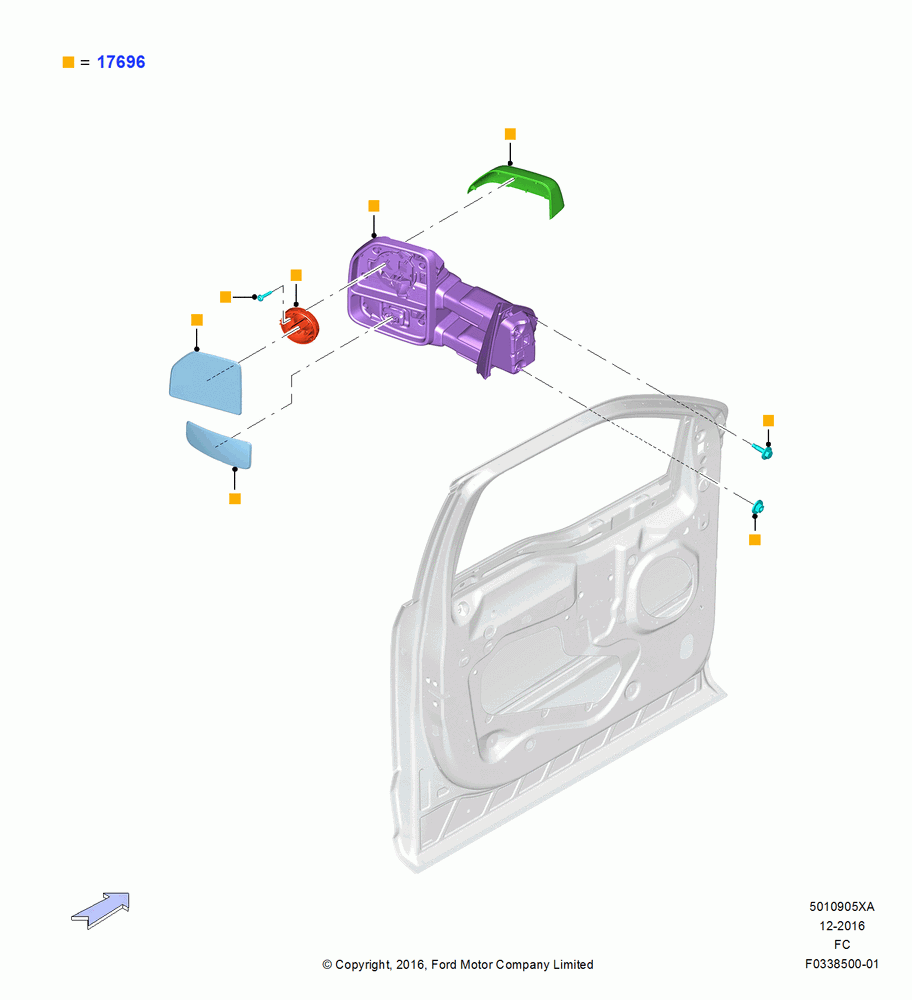05XA - Exterior Rear View Mirror, Non Power Folding, Accessory, Trailer Tow, Telescoping; 20/OCT/2014-26/FEB/2018