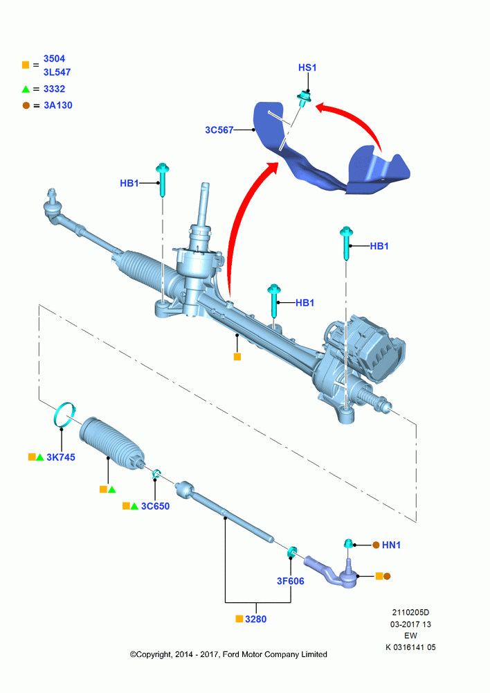 05D - Steering Gear, RHD, With Power Steering(Variable Ratio), With Electric Power Steering, Power Steering Gear; 06/OCT/2014