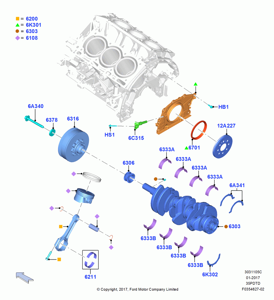 05C - Crankshaft/Pistons and Bearings, 3.5L V6 GTDI; 28/OCT/2016