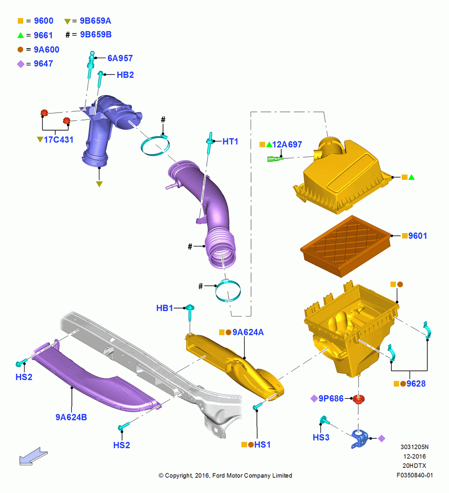 05N - Air Cleaner, 2.0L EcoBoost (240PS); 16/JUL/2013-04/APR/2016