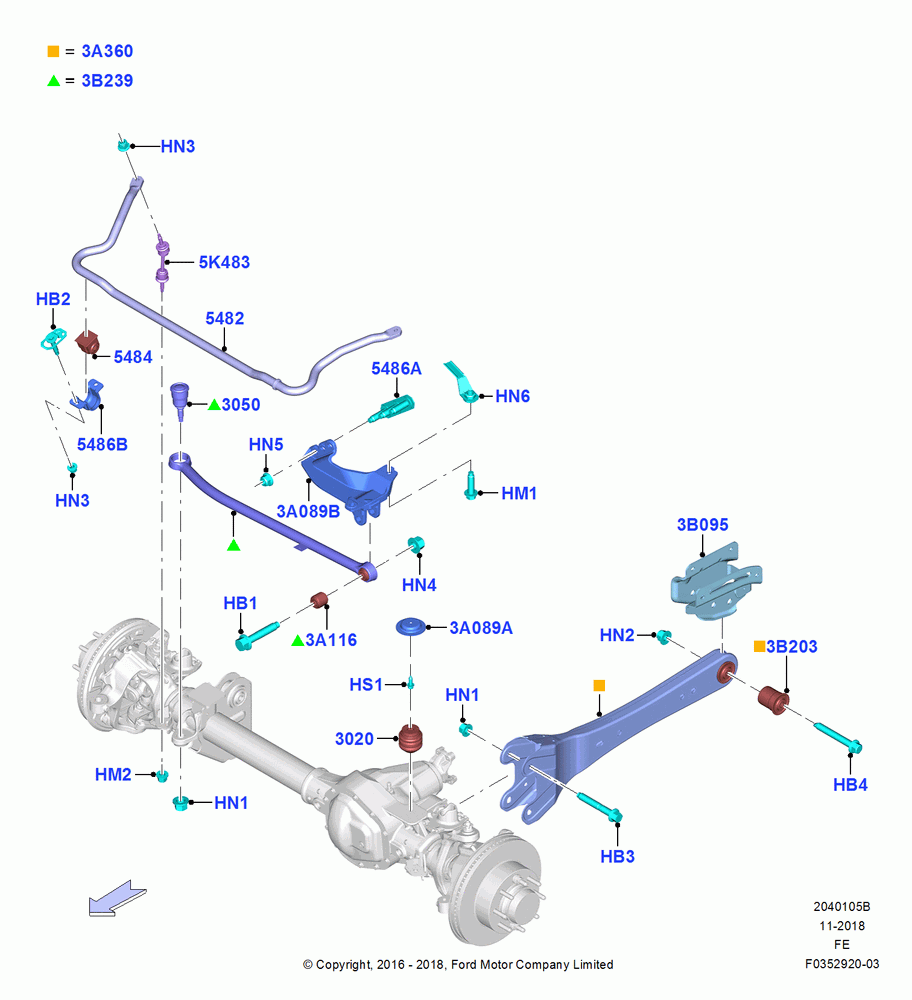 05B - Front Susp.Arms/Stabilizer/X-Member, 4WD, Ford 250 Series, Ford 350 Series; 11/JUL/2016