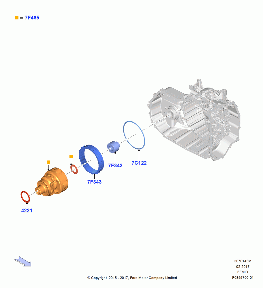 45M - Automatic Transaxle Diff.Component, 6 Speed Auto Trans 6F Mid-Range; 19/JAN/2015