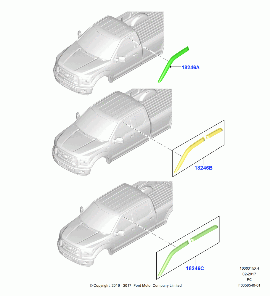15XH - Body Dress Up Kits - Side, (+) North American Markets, Accessory, Side Window Deflectors; 26/SEP/2016